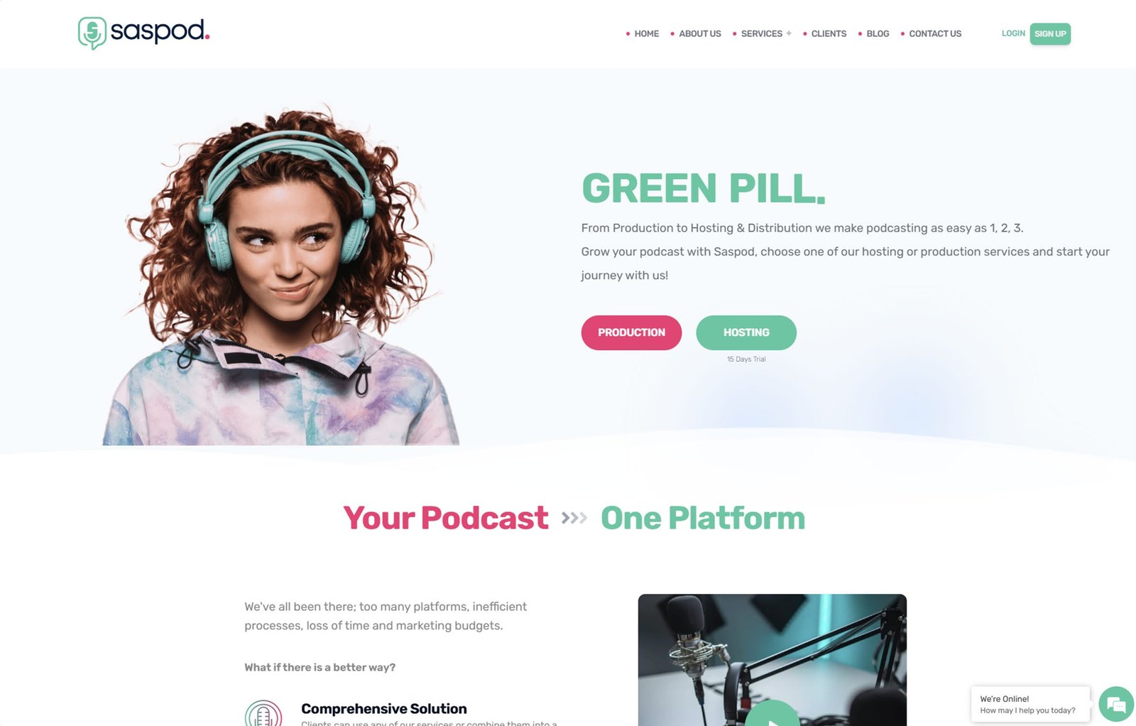 Saspod podcast platform home page